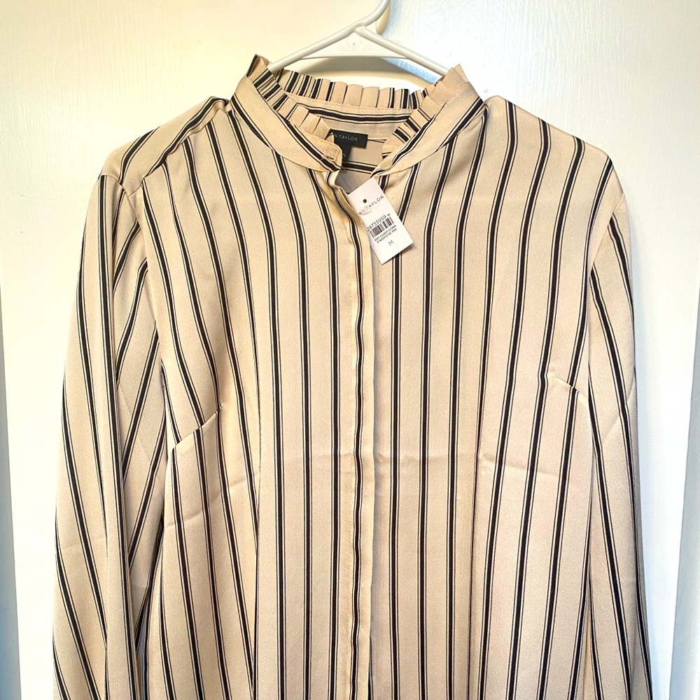NWT Ann Taylor striped ruffle blouse
